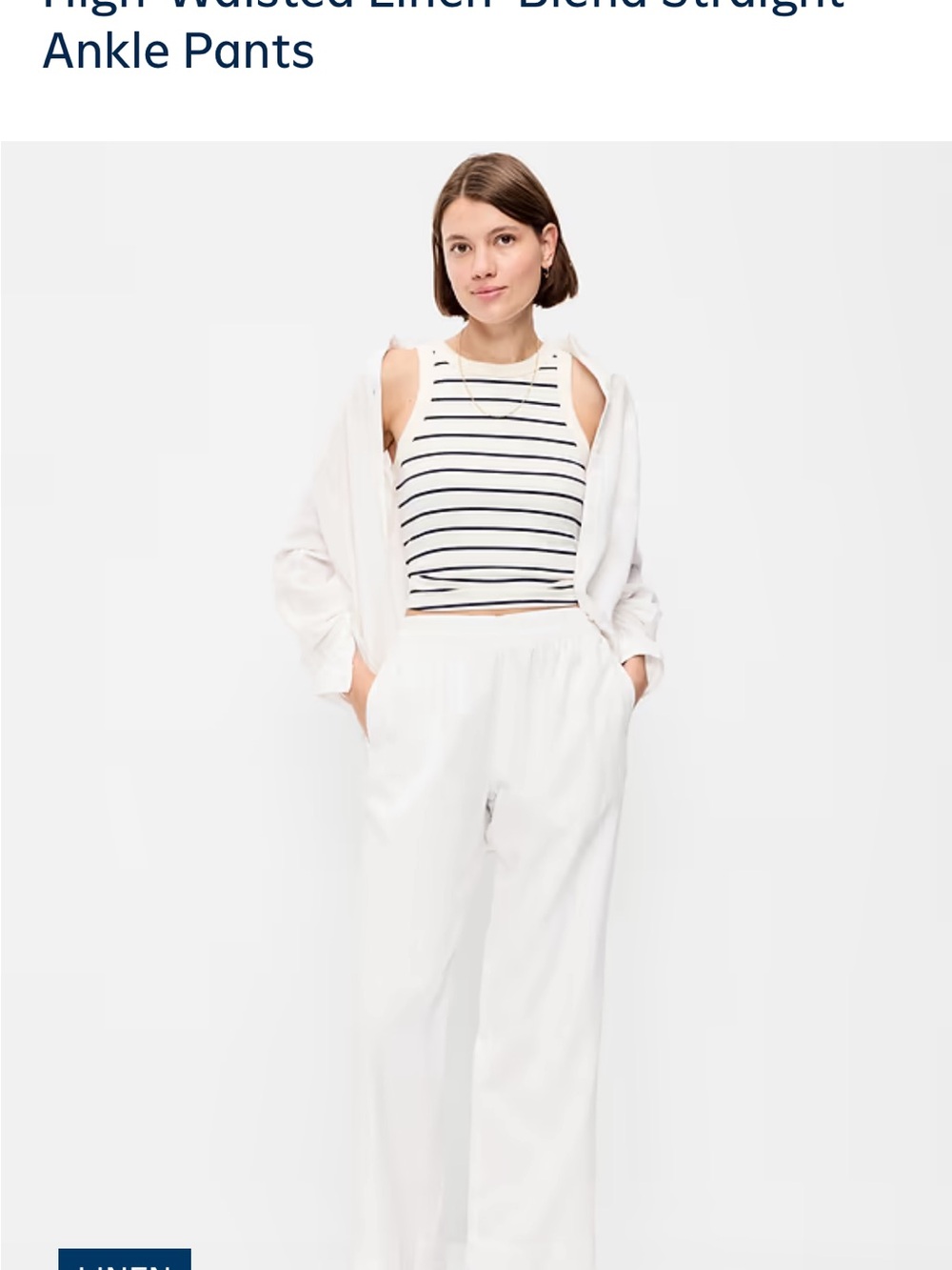 NWT High-Waisted White Straight Ankle Pants